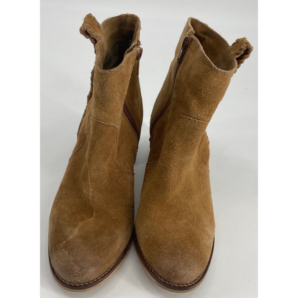 Naughty Monkey women 7.5 Brown Tan Suede side zip block heel Ankle Boots - Picture 3 of 8